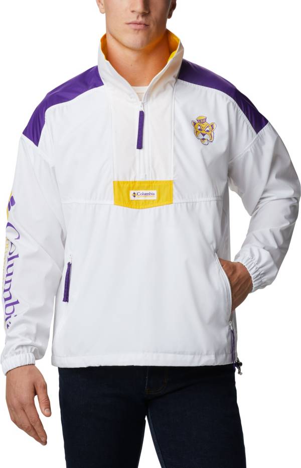 Columbia Men's LSU Tigers Santa Ana Quarter-Zip Anorak White Jacket