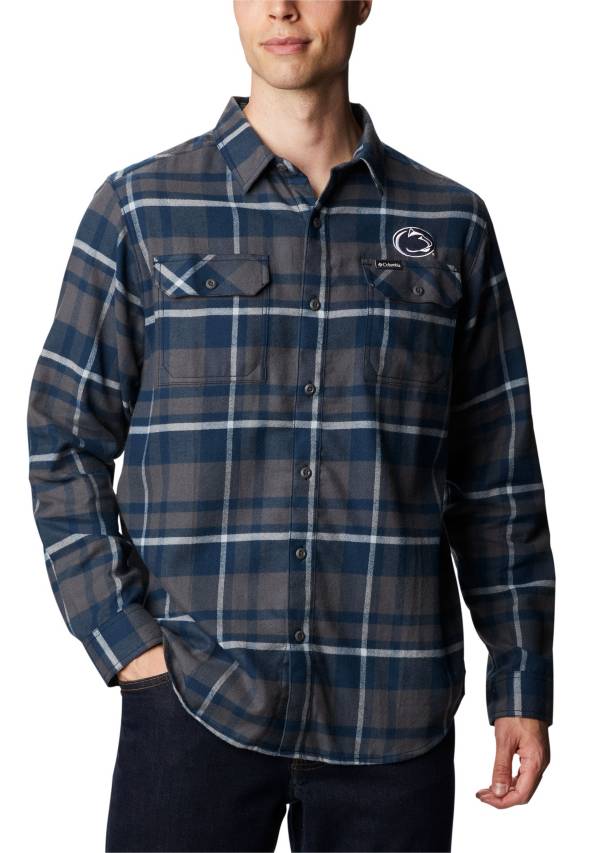 Columbia Men's Penn State Nittany Lions Plaid Flare Gun Flannel Long Sleeve White Shirt