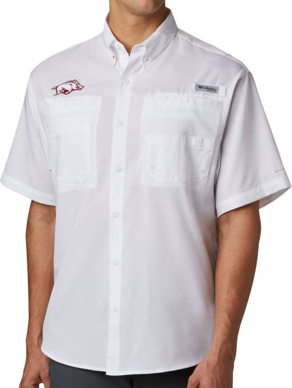 Columbia Men's Arkansas Razorbacks Tamiami Performance White Shirt