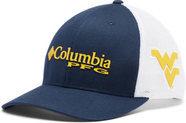 Columbia Men's West Virginia Mountaineers PFG Mesh Fitted White Hat product image