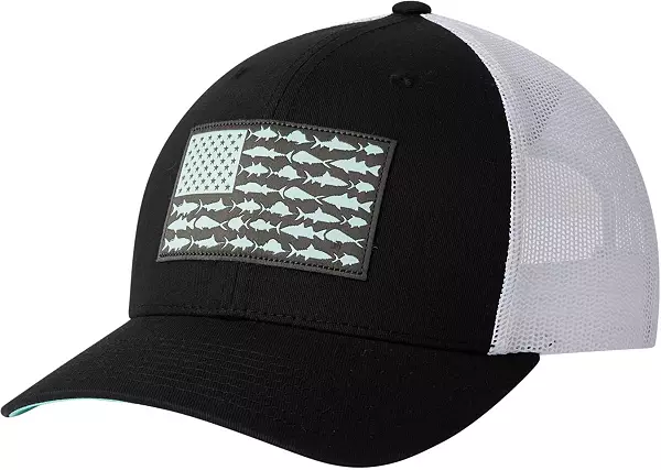 Columbia PFG Mesh Snap Back Fish Flag Hat - Gray - One Size Fits