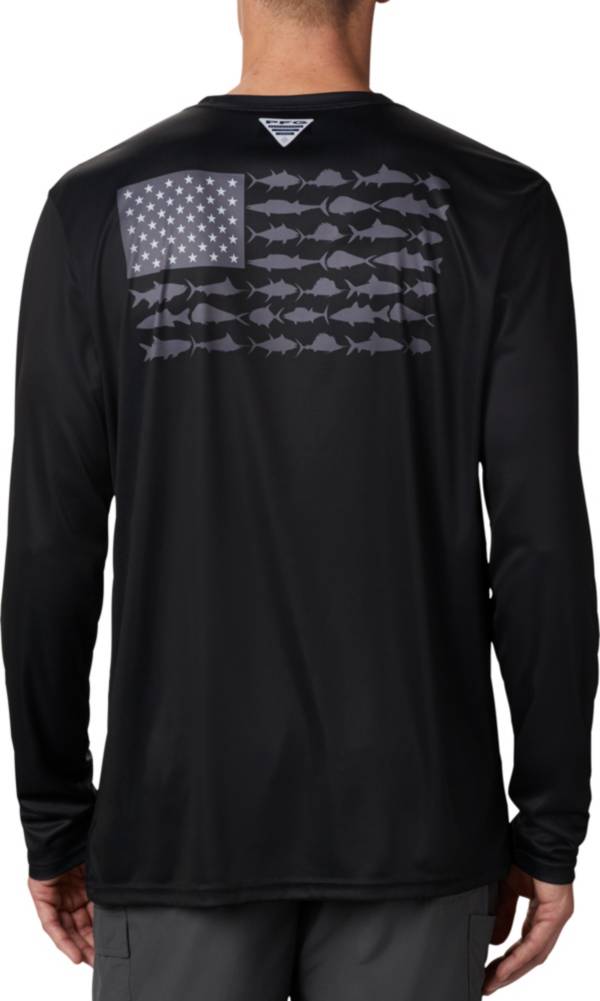 Columbia Men's PFG Terminal Tackle Fish Flag Long Sleeve Shirt, 3XT, Black/Graphite