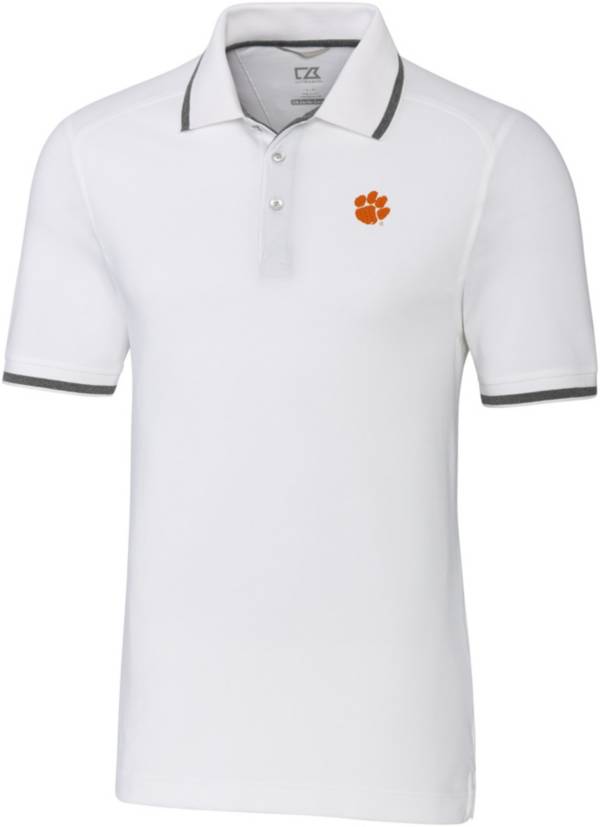 Cutter & Buck Men's Clemson Tigers Advantage Tipped White Polo