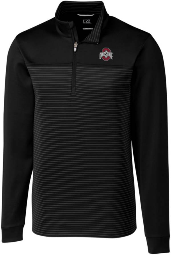 Cutter & Buck Men's Ohio State Buckeyes Traverse Stripe Black HalfZip Pullover Shirt Dick's