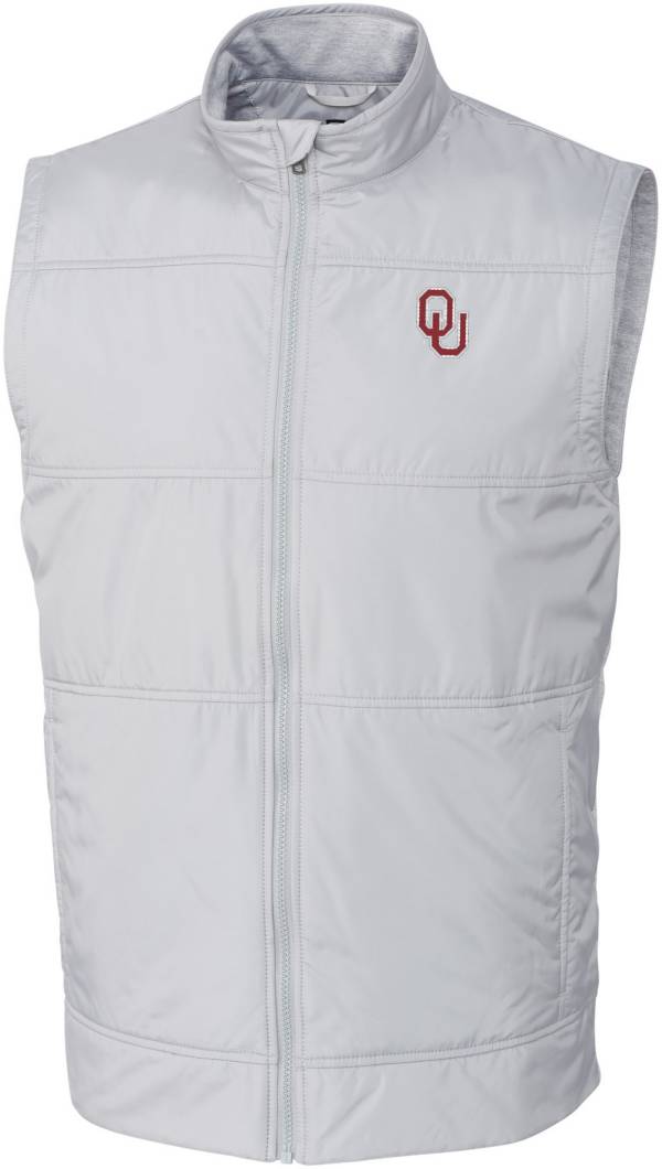 Cutter & Buck Men's Oklahoma Sooners Grey Stealth FullZip Vest Dick