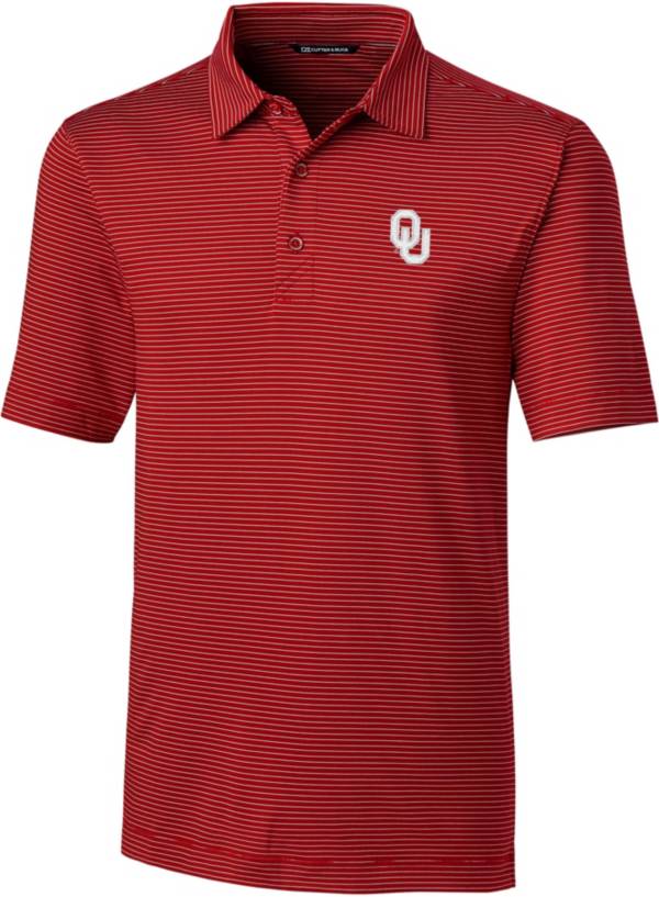 Cutter & Buck Men's Oklahoma Sooners Crimson Pencil Stripe Polo