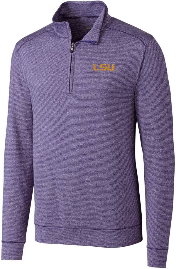 Cutter & Buck Men's LSU Tigers Purple Shoreline Half-Zip Pullover Shirt product image