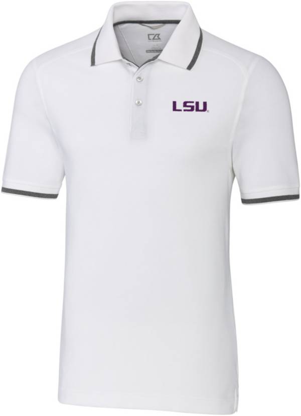 Cutter & Buck Men's LSU Tigers Advantage Tipped White Polo