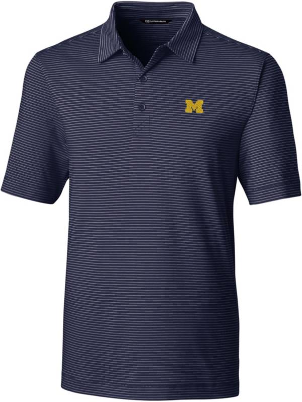 Cutter & Buck Men's Michigan Wolverines Blue Forge Pencil Stripe Polo product image