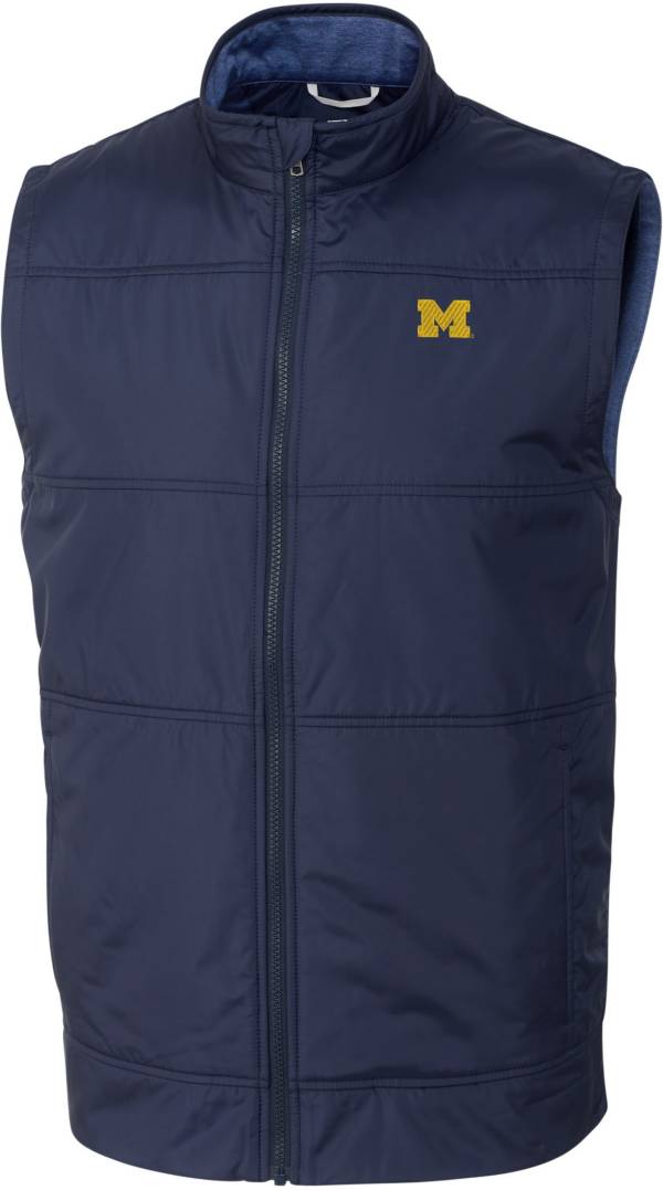 Cutter & Buck Men's Michigan Wolverines Blue Stealth FullZip Vest