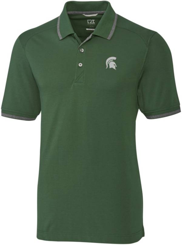 Cutter & Buck Men's Michigan State Spartans Green Advantage Tipped Polo product image
