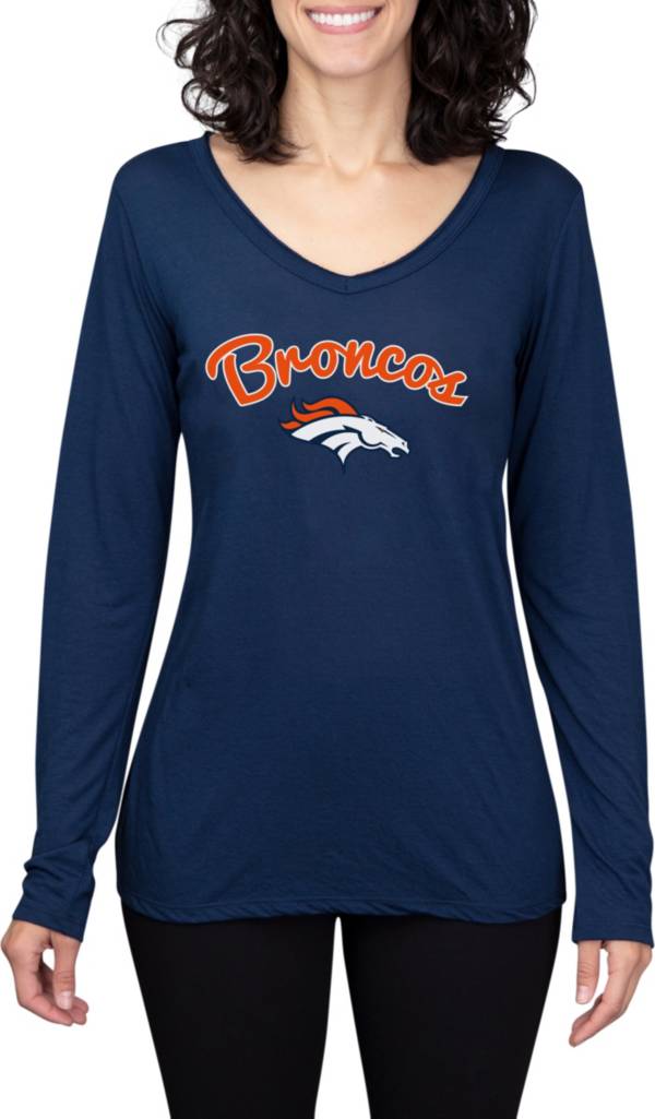 Women's Starter Royal Denver Broncos Bump and Run Long Sleeve Hoodie T-Shirt Size: Small