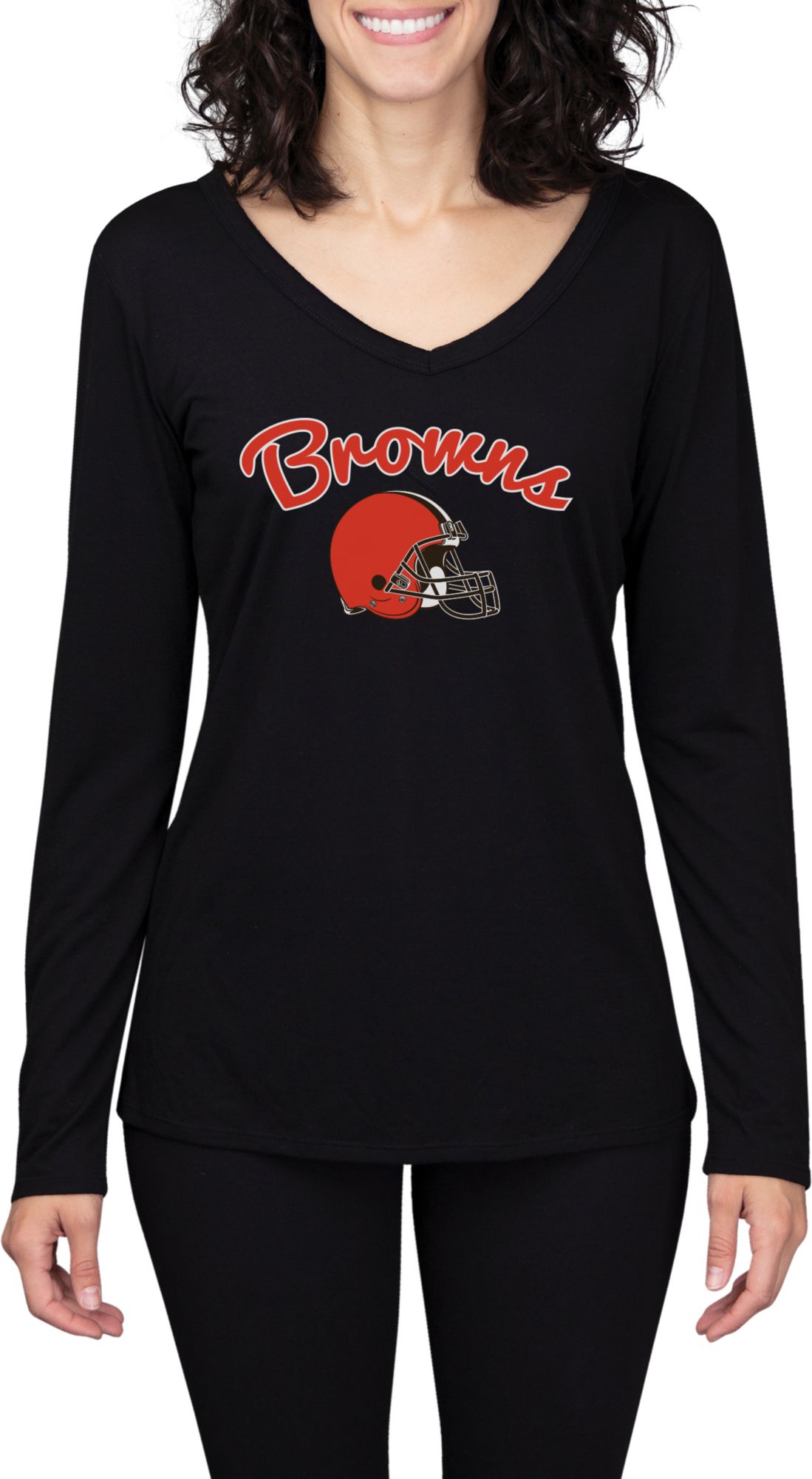 Concepts Sport Women's Cleveland Browns Marathon Black Long Sleeve T-Shirt