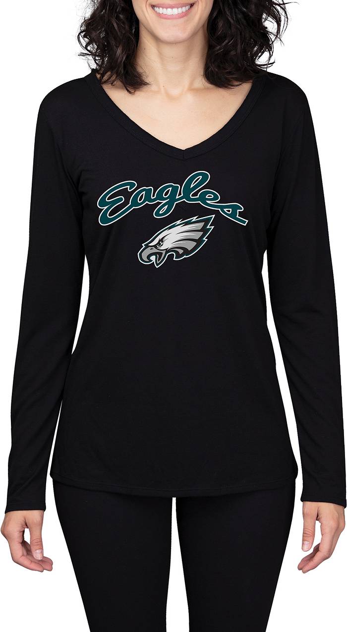 Concepts Sport Women's Philadelphia Eagles Marathon Black Long Sleeve T- Shirt