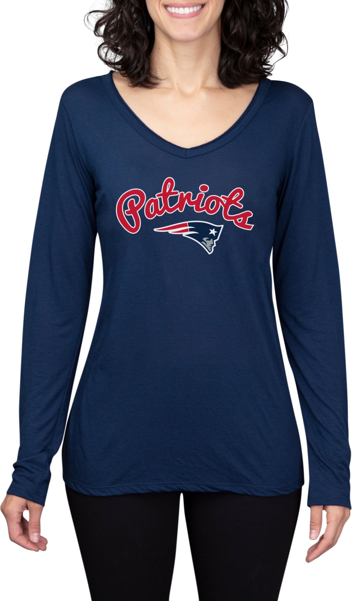 Concepts Sport Women's New England Patriots Marathon Navy Long Sleeve T-Shirt product image