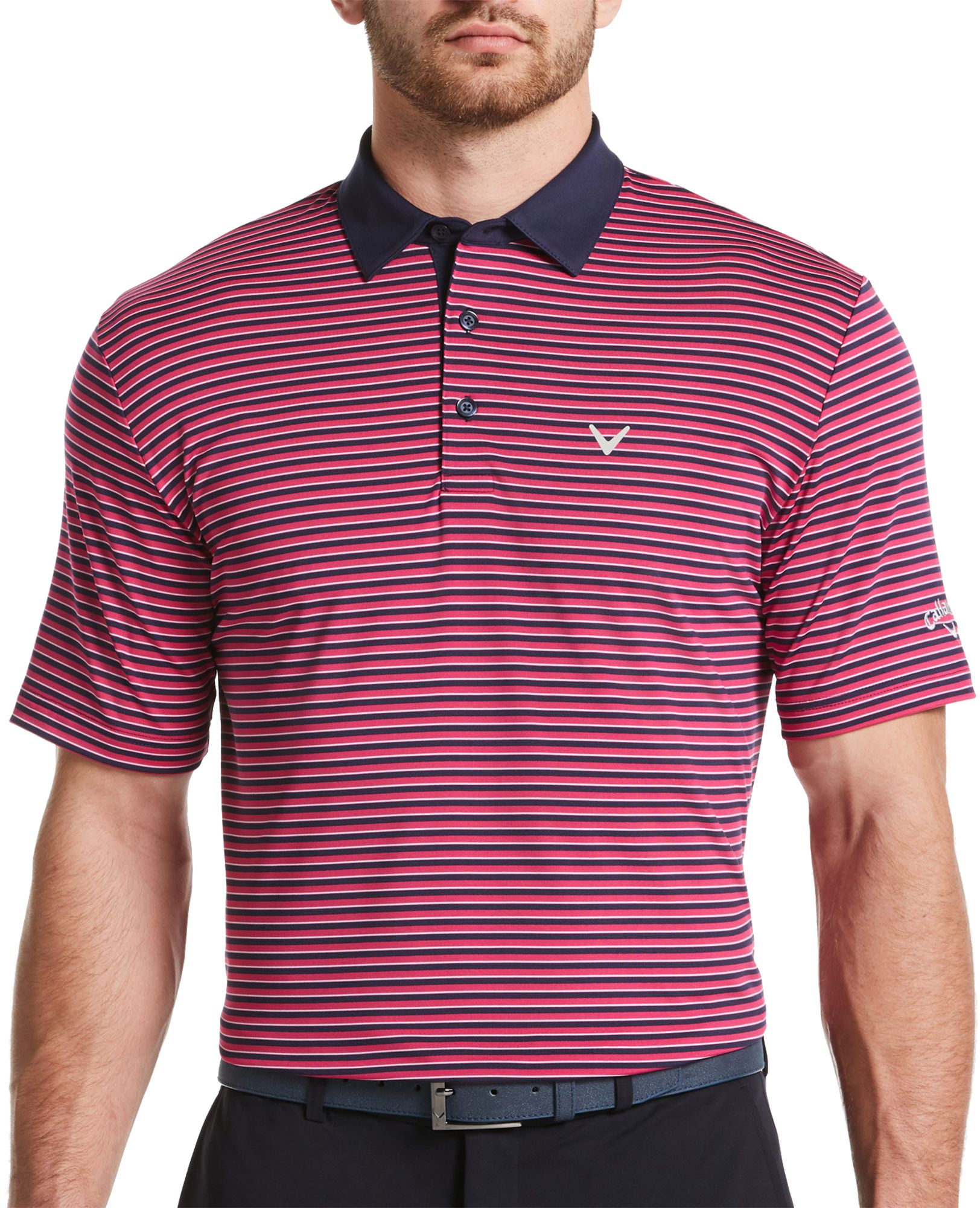 adidas men's drive 2 color stripe golf polo
