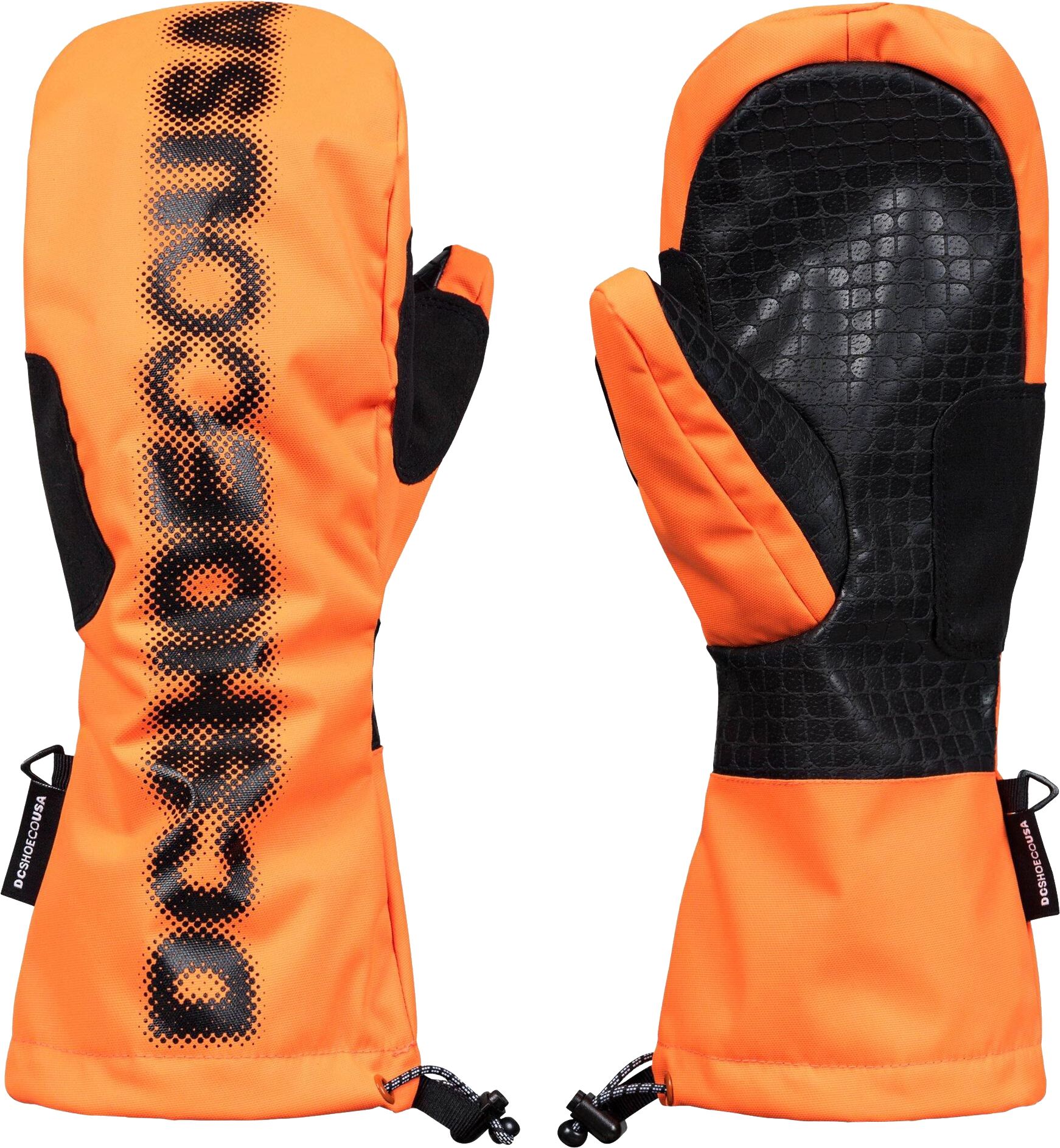 orange snowboard mittens