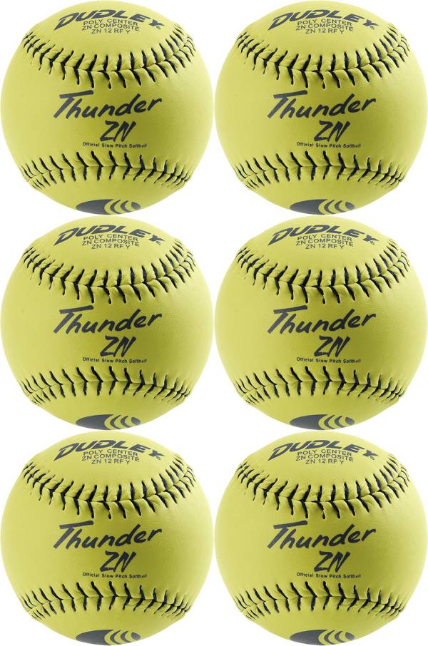 Dudley 12” USSSA Thunder ZN Slow Pitch Softballs - 6 Pack