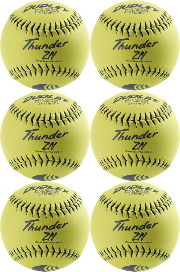 Dudley 12” USSSA Thunder ZN Slow Pitch Softballs - 6 Pack