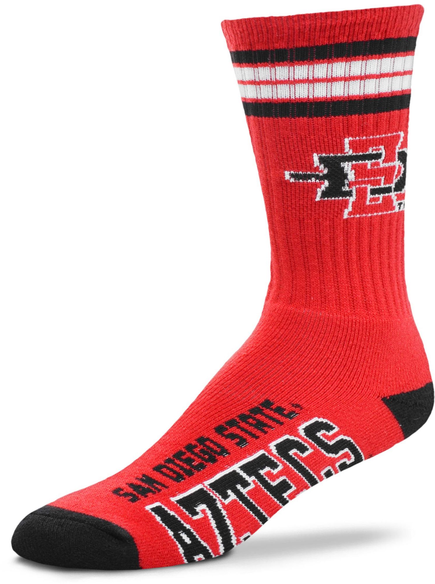 For Bare Feet San Diego State Aztecs 4-Stripe Deuce Crew Socks