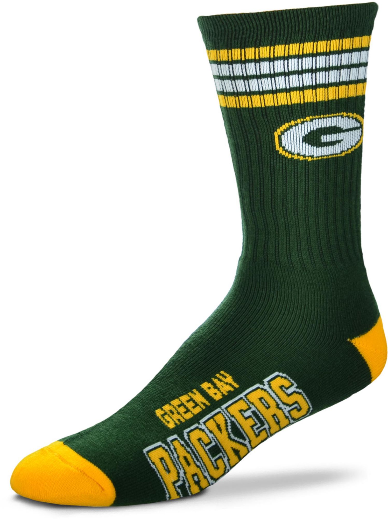 For Bare Feet Green Bay Packers Four Stripe Deuce Socks