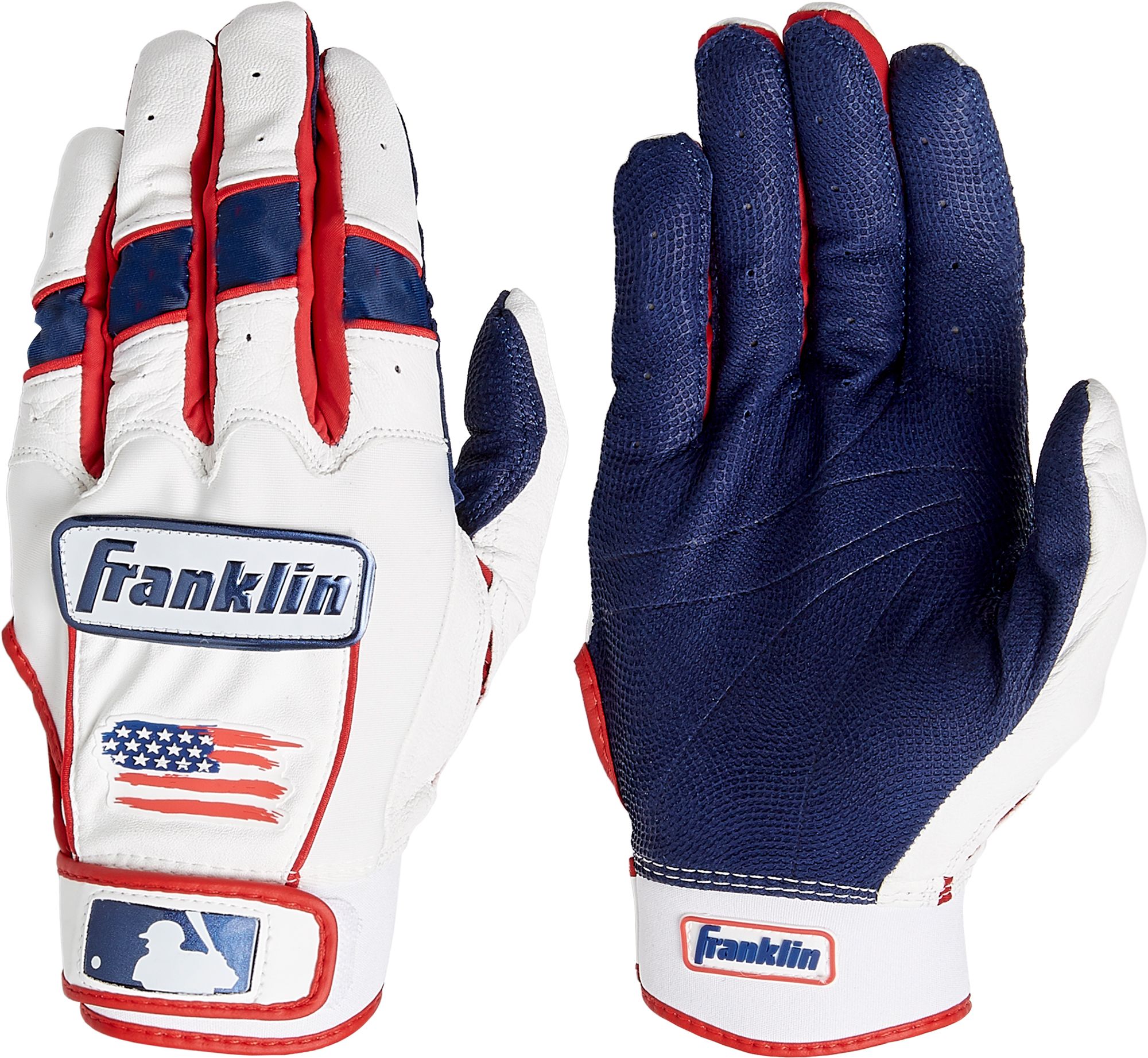 Mens Franklin CFX Pro Full Color Chrome Series Batting Gloves Blue Silver 