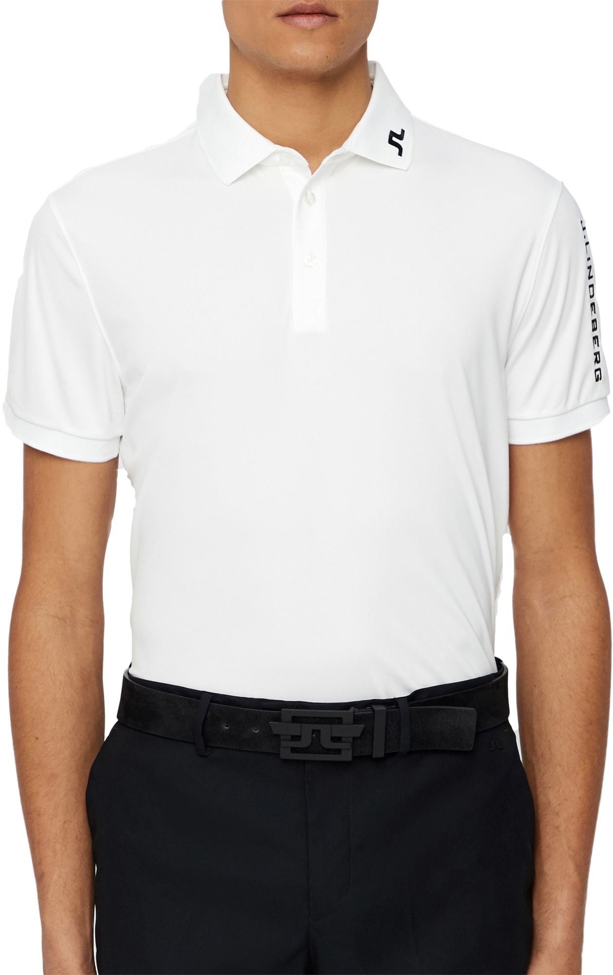 J.Lindeberg Men's Tour Tech Jersey Golf Polo, XXL, White