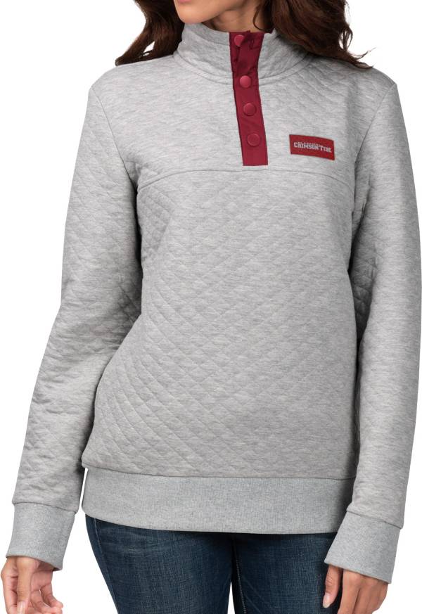 G-III For Her Women's Alabama Crimson Tide Grey First Hit Quarter-Button Pullover Top