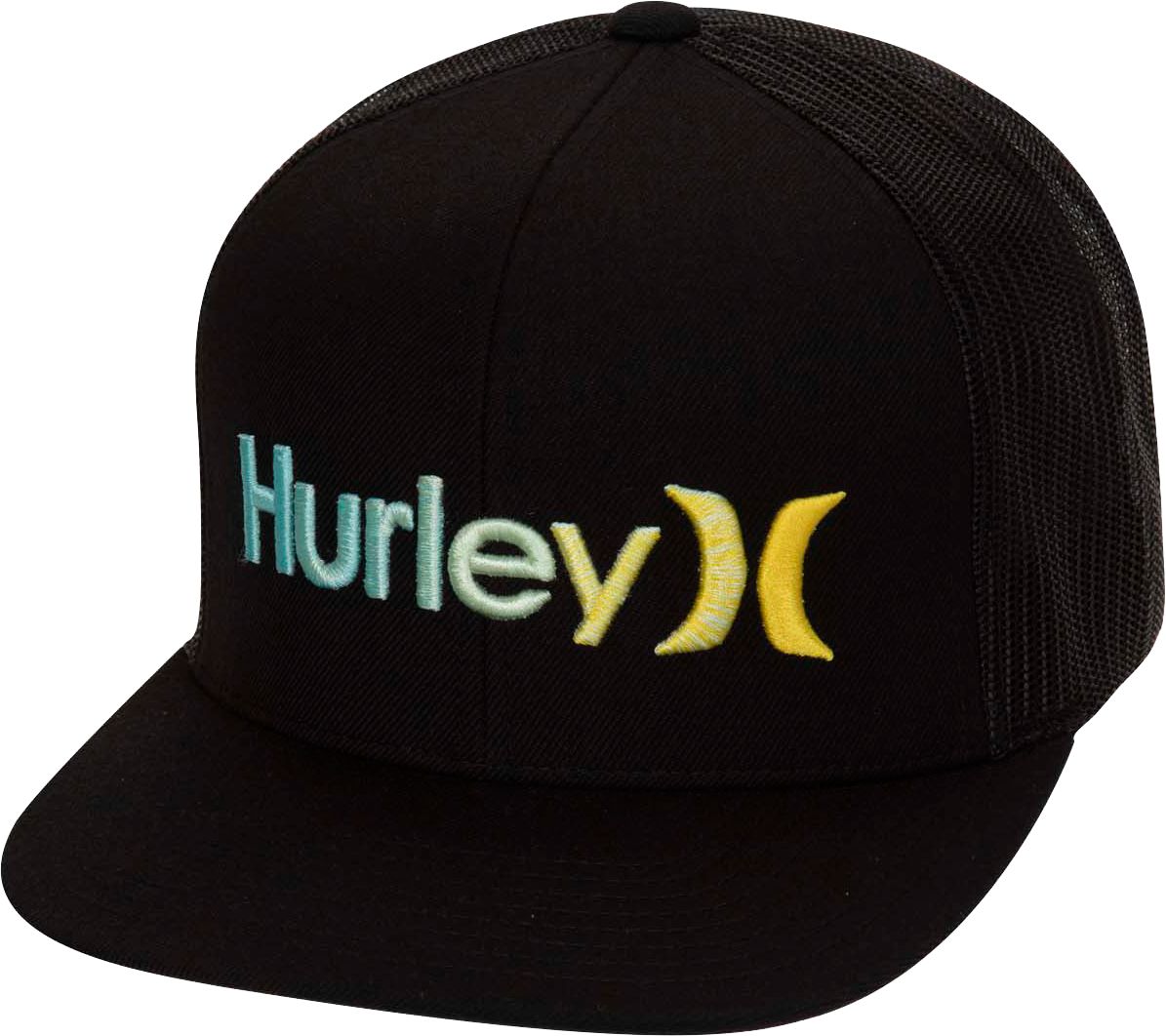 hurley black trucker hat