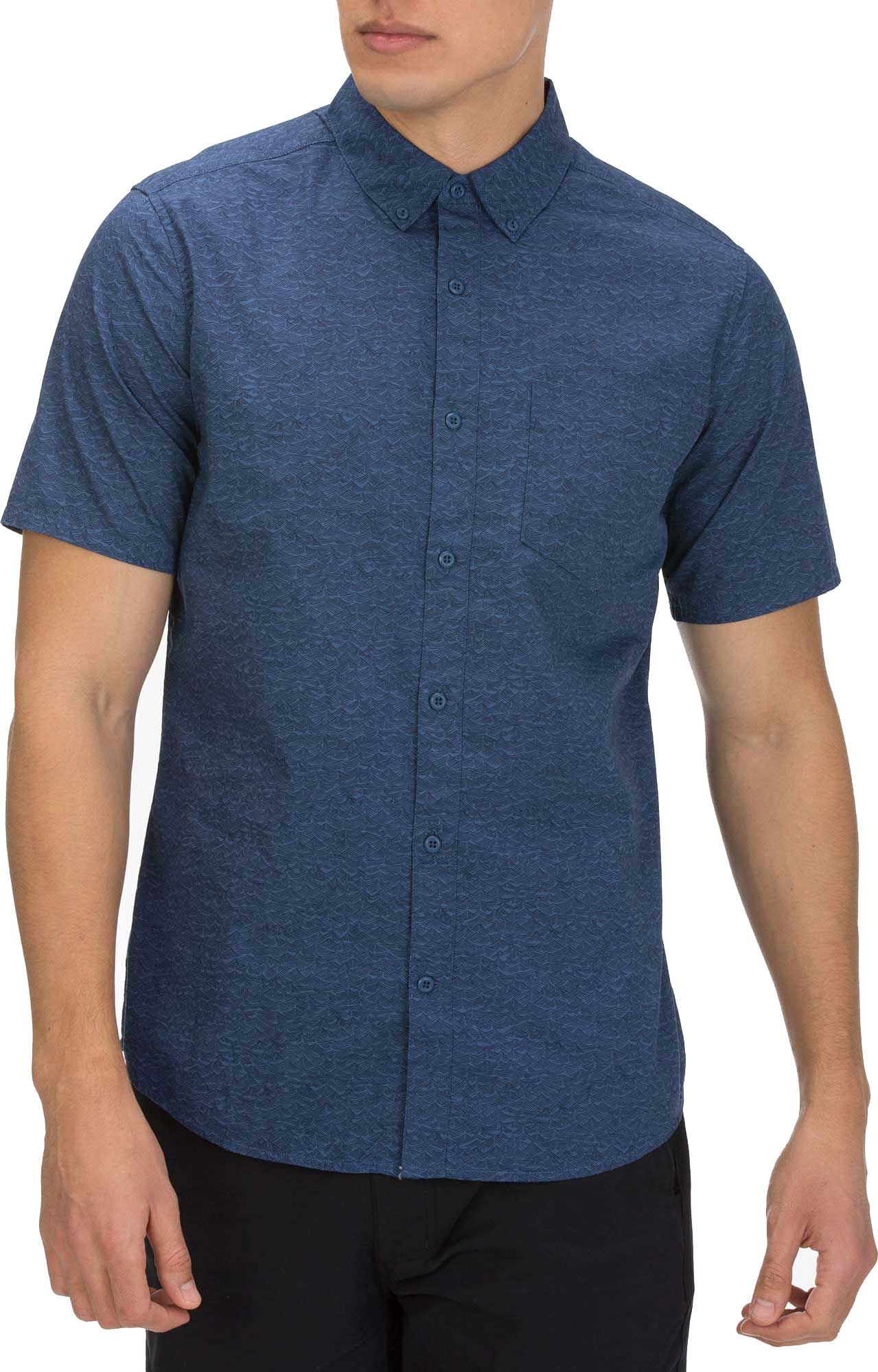 mens navy blue button up shirt