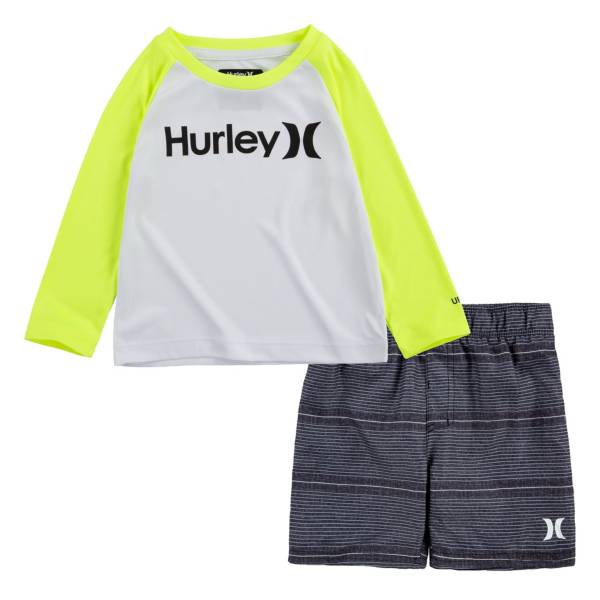 Hurley Little Boys' Long Sleeve Dri-FIT Rash Guard Set