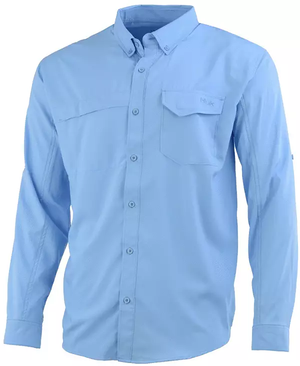 Huk Men's Tide Point Woven Solid Long Sleeve Button Down Shirt