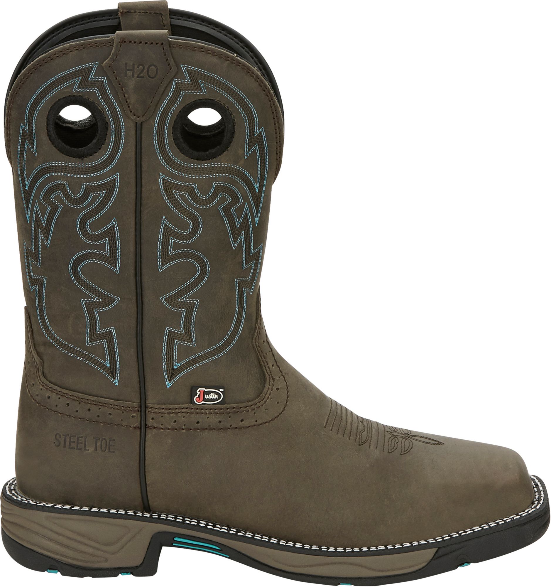 justin men's stampede tan waterproof work boots