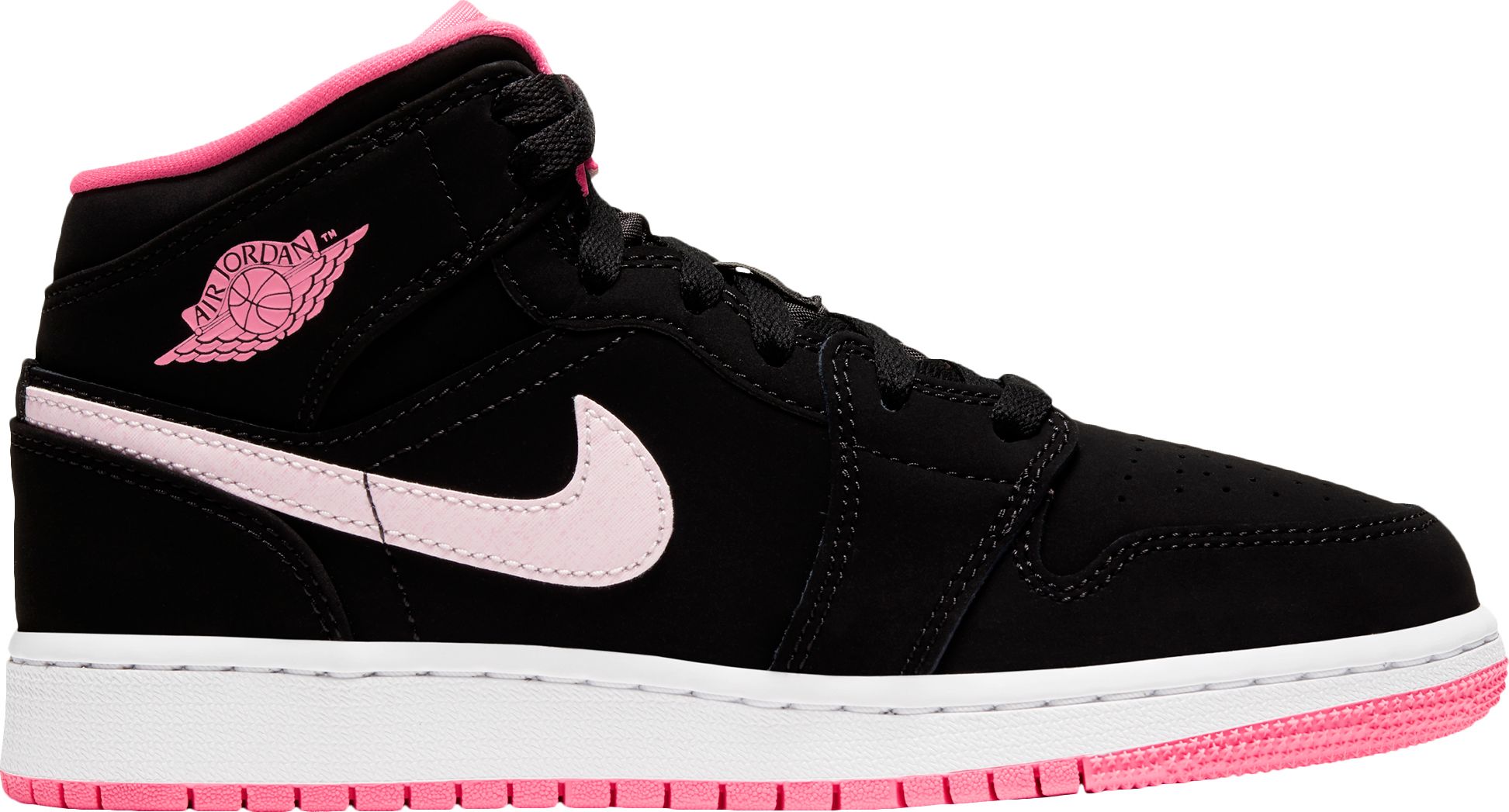 pink and black jordans for kids