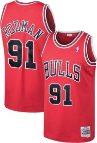 Men Dennis Rodman Chicago Bulls Red Throwback Behind the Back Tank Top - Dennis  Rodman Bulls Jersey - zach lavine swingman jersey 