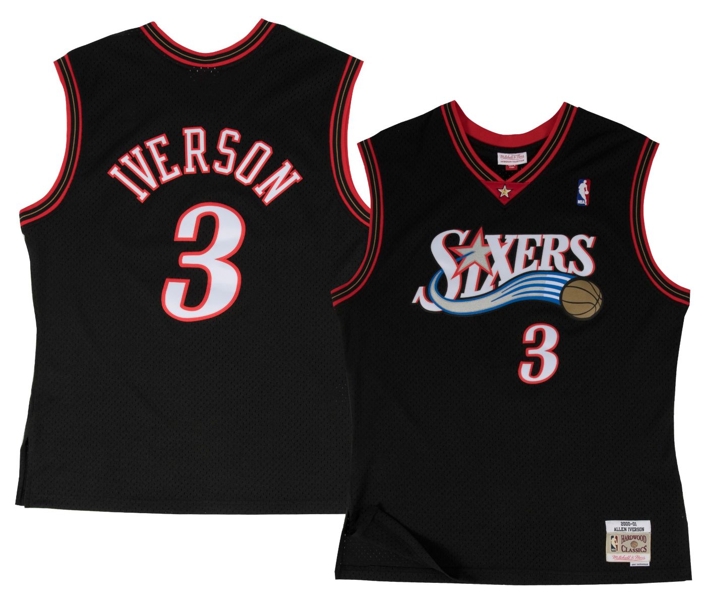 Mitchell Ness Men s Philadelphia 76ers Allen Iverson Swingman Jersey Black L