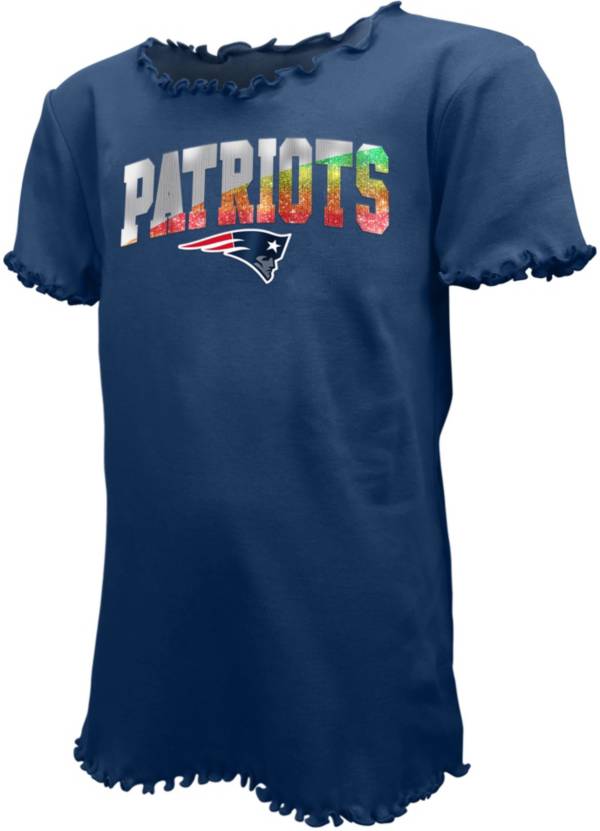 New Era Youth Girls' New England Patriots Navy Flip Sequins T-Shirt