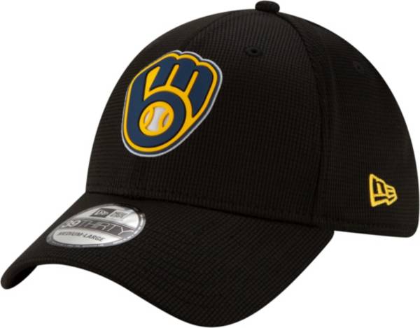 New Era Men's Milwaukee Brewers Black 39Thirty Clubhouse Stretch Fit Hat