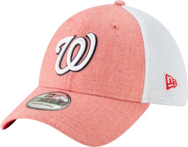 New Era Men's Washington Nationals Pink 39Thirty Heather Neo Stretch Fit Hat