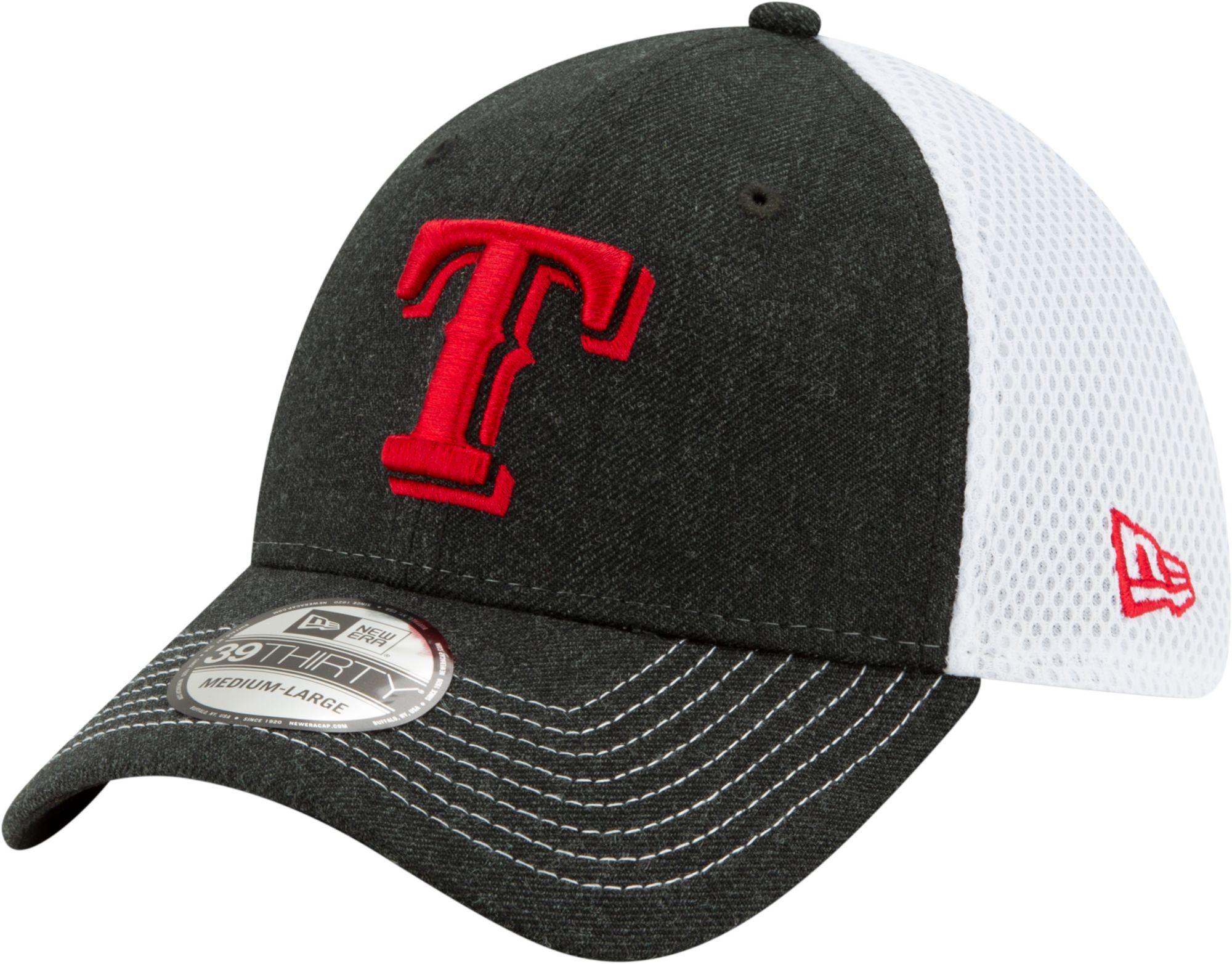 New Era Men's Texas Rangers Black 39thirty Heather Neo Stretch Fit Hat