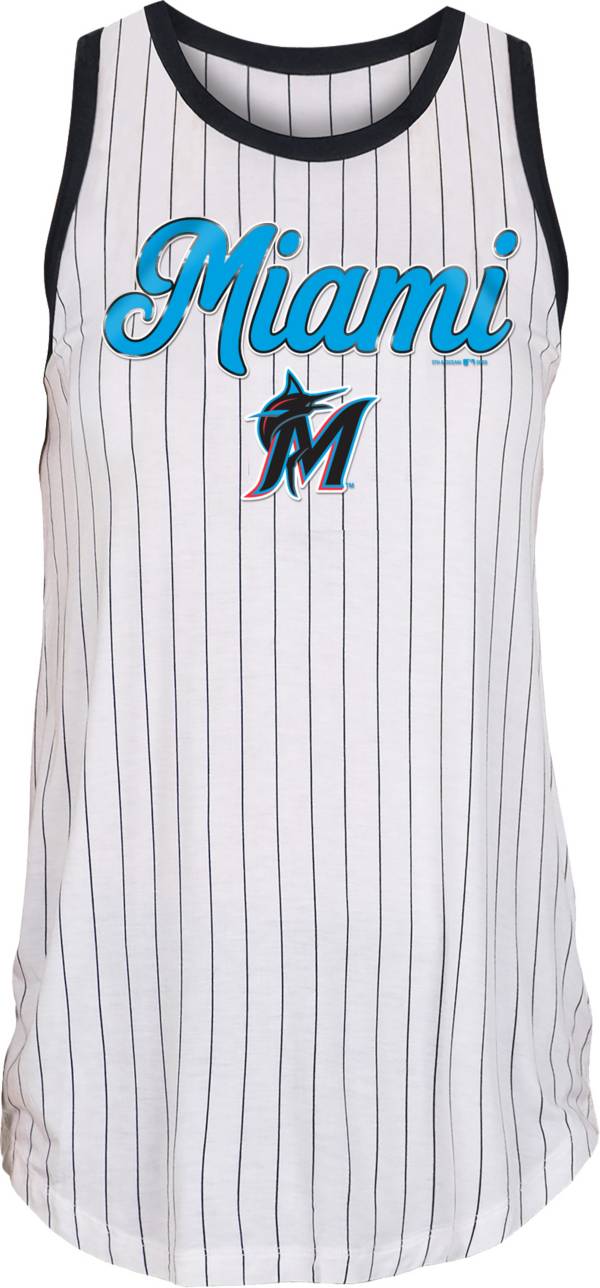 New Era Women's Miami Marlins White Pinstripe Muscle Tank Top