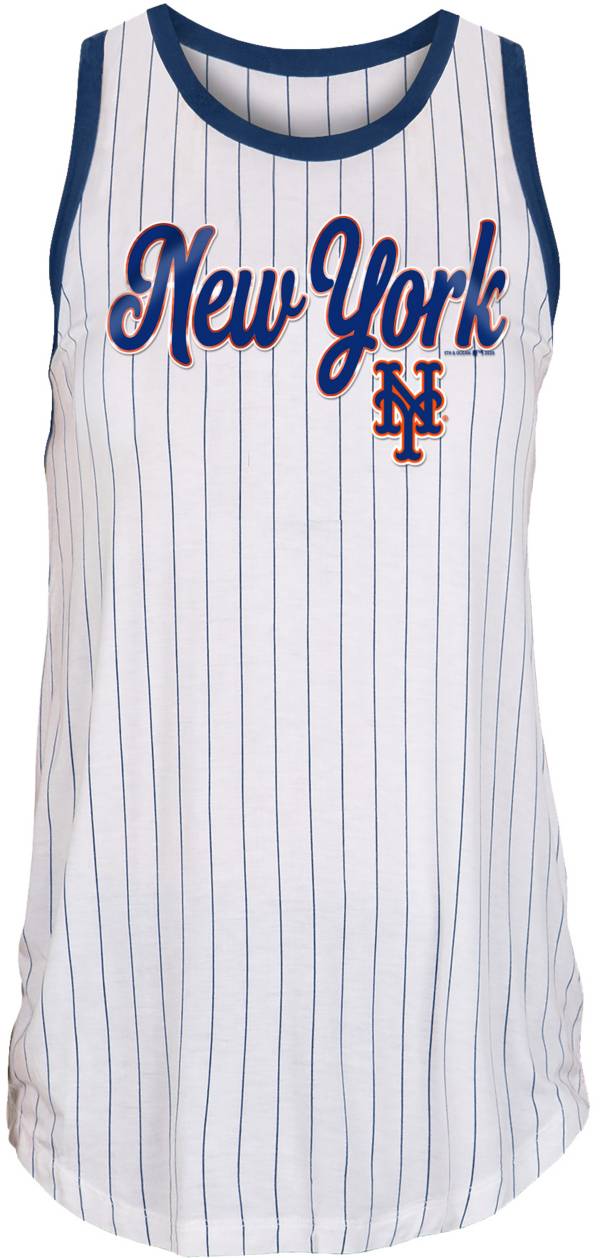 New Era Women's New York Mets White Pinstripe Muscle Tank Top