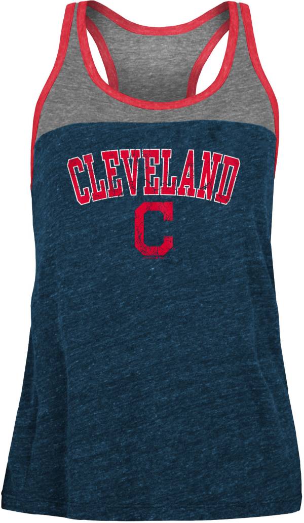 New Era Women's Cleveland Indians Navy Tri-Blend Tank Top