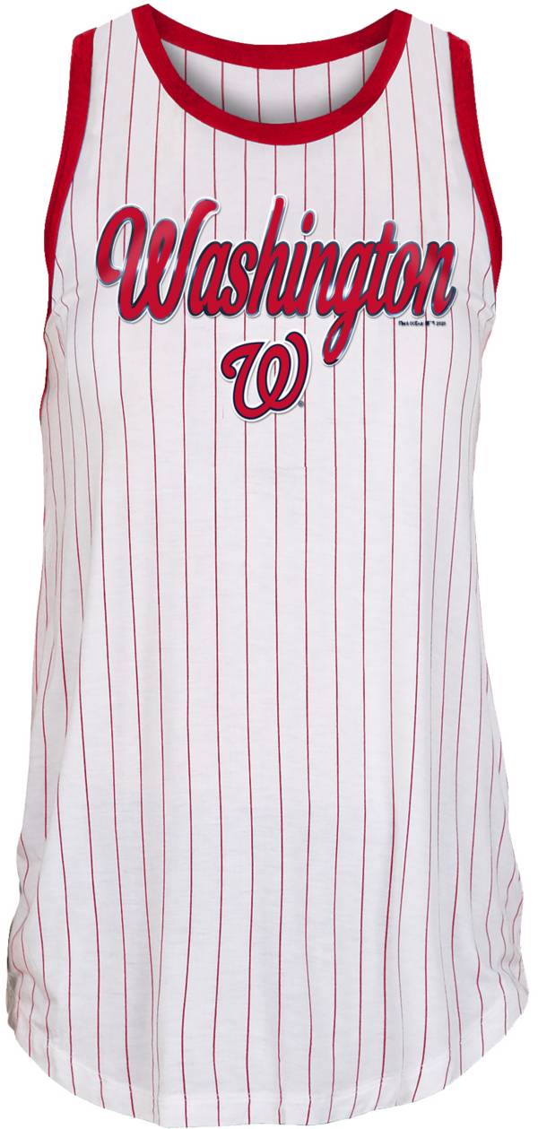 New Era Women's Washington Nationals White Pinstripe Muscle Tank Top