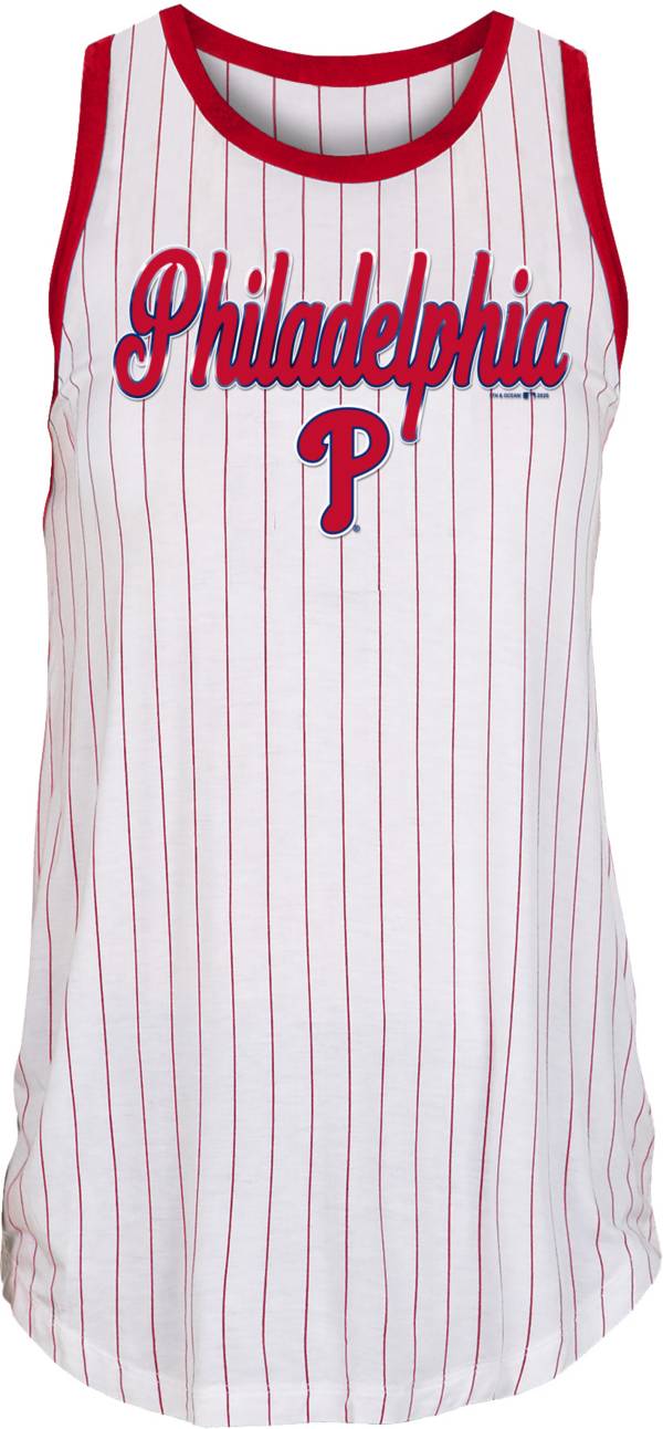 New Era Women's Philadelphia Phillies White Pinstripe Muscle Tank Top