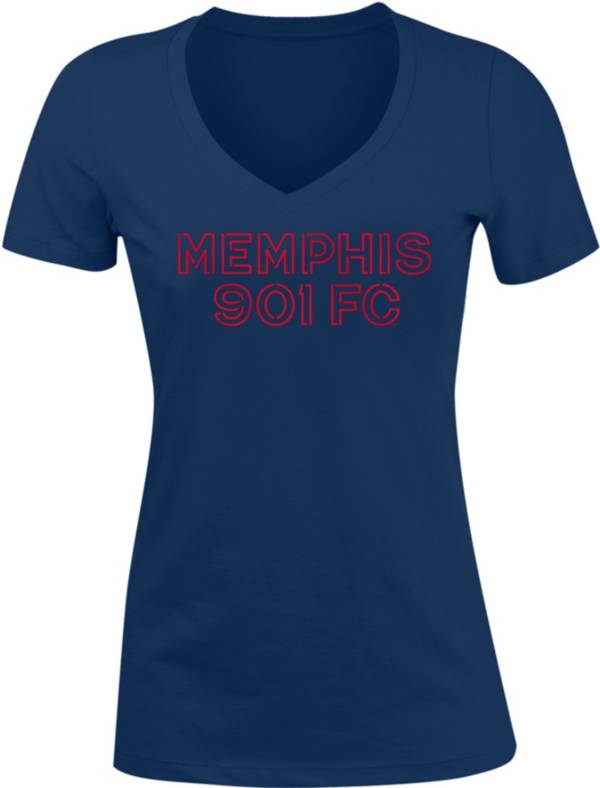 New Era Women's Memphis 901 FC Wordmark Navy V-Neck T-Shirt