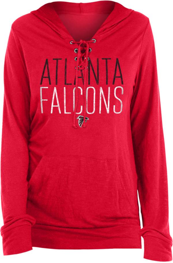 New Era Women's Atlanta Falcons Lace Hood Red Long Sleeve T-Shirt