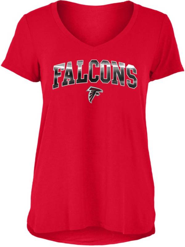 New Era Women's Atlanta Falcons Red Foil V-Neck T-Shirt