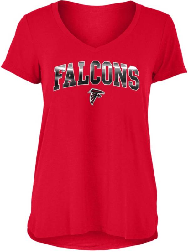 New Era Women's Atlanta Falcons Red Foil V-Neck T-Shirt product image