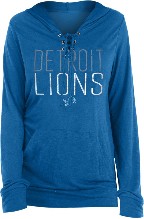 New Era Women's Detroit Lions Lace Hood Blue Long Sleeve T-Shirt